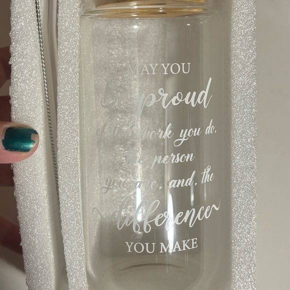 Inspirational Glass Bottle with Bamboo Lid - Picture 2 of 4